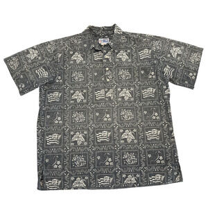 Vintage Reyn Spooner Lahaina Sailor Pullover Shirt Mens M Gray Hawaiian Aloha